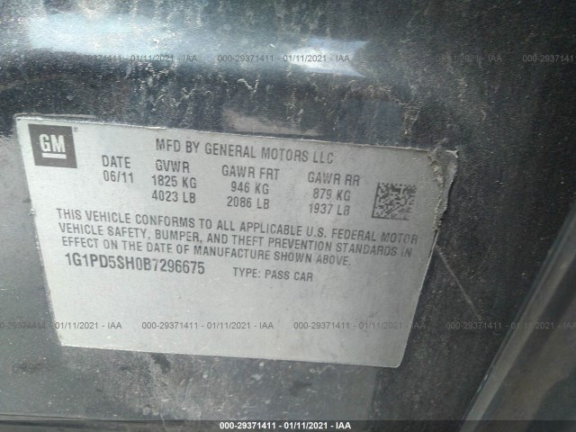 Photo 8 VIN: 1G1PD5SH0B7296675 - CHEVROLET CRUZE 