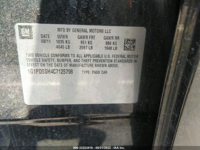 Photo 8 VIN: 1G1PD5SH4C7125798 - CHEVROLET CRUZE 