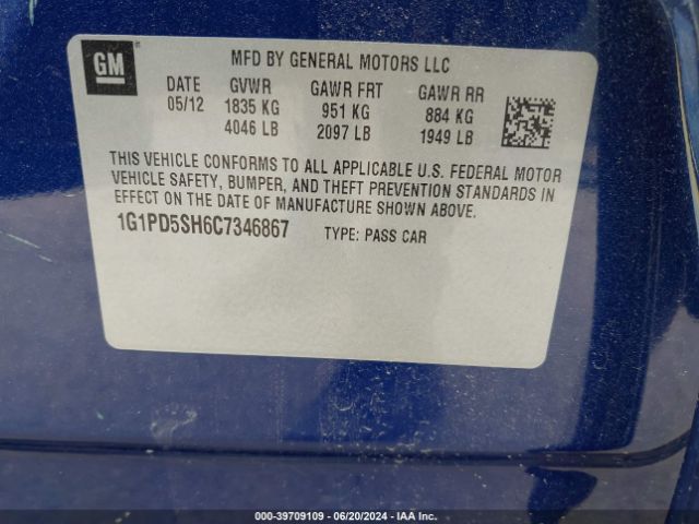 Photo 8 VIN: 1G1PD5SH6C7346867 - CHEVROLET CRUZE 