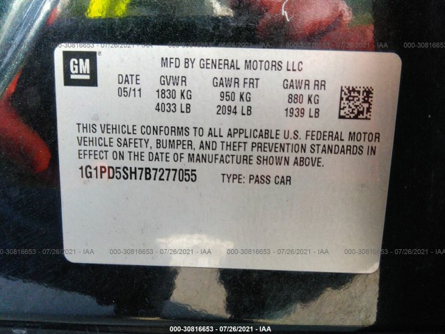 Photo 8 VIN: 1G1PD5SH7B7277055 - CHEVROLET CRUZE 