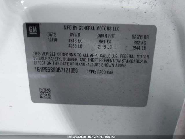 Photo 8 VIN: 1G1PE5S90B7121056 - CHEVROLET CRUZE 