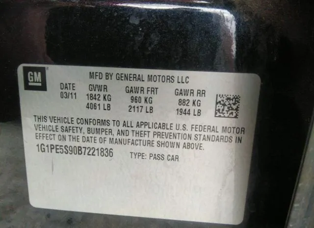 Photo 8 VIN: 1G1PE5S90B7221836 - CHEVROLET CRUZE 