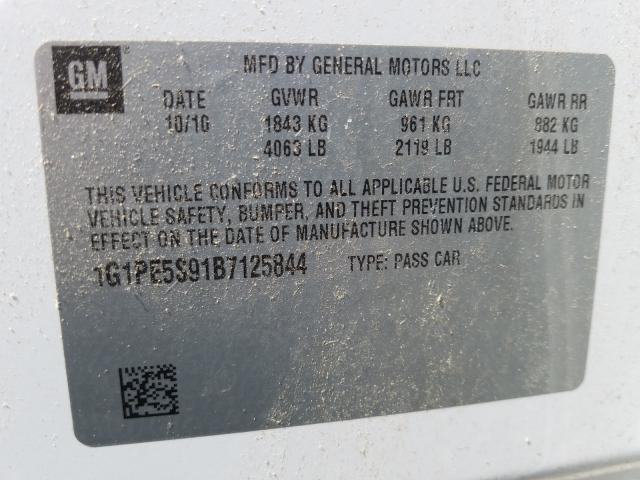 Photo 9 VIN: 1G1PE5S91B7125844 - CHEVROLET CRUZE LT 