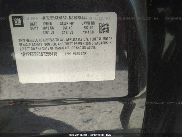 Photo 8 VIN: 1G1PE5S93B7256418 - CHEVROLET CRUZE 