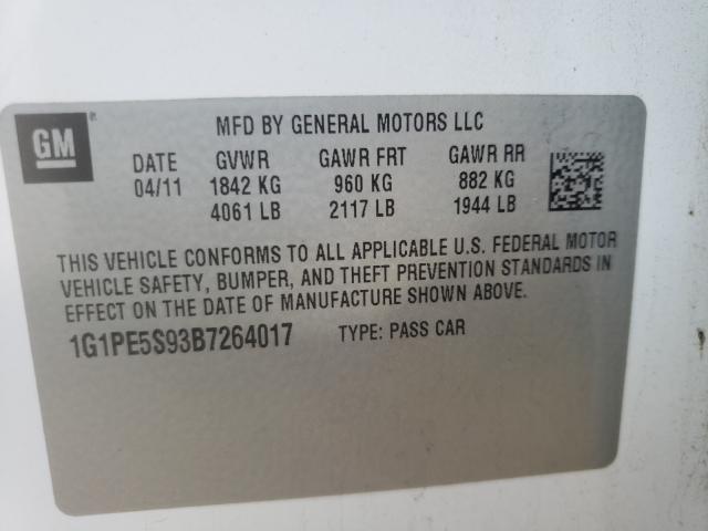 Photo 9 VIN: 1G1PE5S93B7264017 - CHEVROLET CRUZE LT 