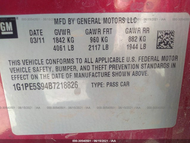 Photo 8 VIN: 1G1PE5S94B7218826 - CHEVROLET CRUZE 