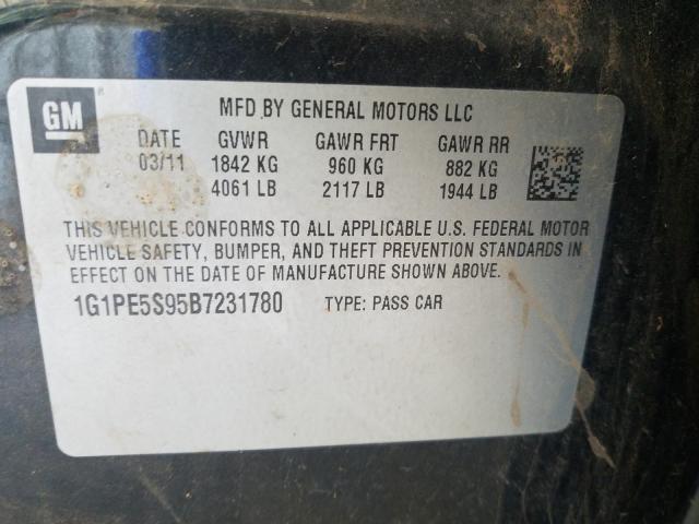 Photo 9 VIN: 1G1PE5S95B7231780 - CHEVROLET CRUZE LT 