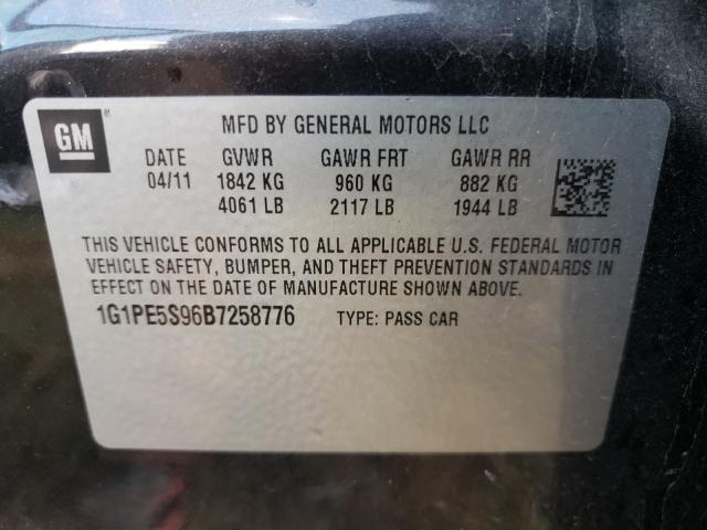 Photo 9 VIN: 1G1PE5S96B7258776 - CHEVROLET CRUZE LT 