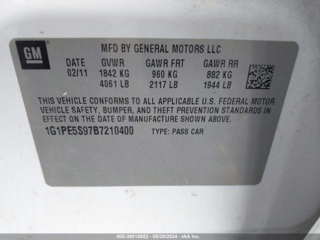 Photo 8 VIN: 1G1PE5S97B7210400 - CHEVROLET CRUZE 