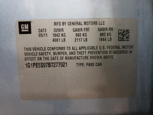 Photo 9 VIN: 1G1PE5S97B7277921 - CHEVROLET CRUZE LT 