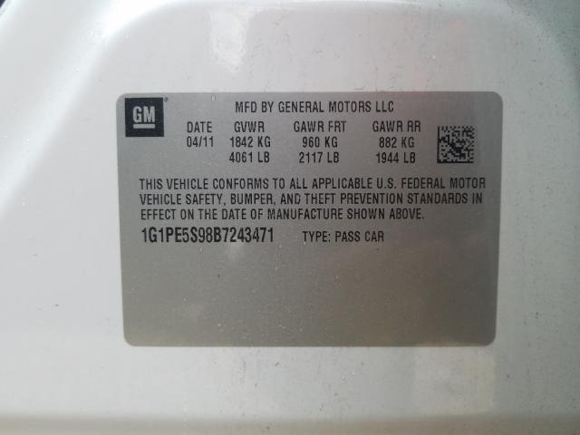 Photo 9 VIN: 1G1PE5S98B7243471 - CHEVROLET CRUZE LT 