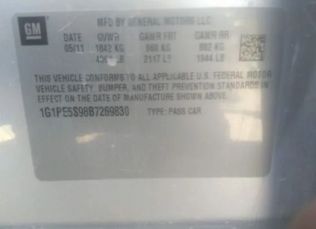 Photo 8 VIN: 1G1PE5S98B7269830 - CHEVROLET CRUZE 