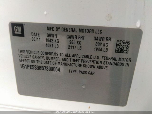 Photo 8 VIN: 1G1PE5S98B7309064 - CHEVROLET CRUZE 