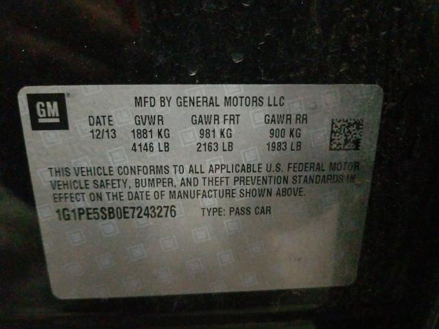 Photo 9 VIN: 1G1PE5SB0E7243276 - CHEVROLET CRUZE LT 