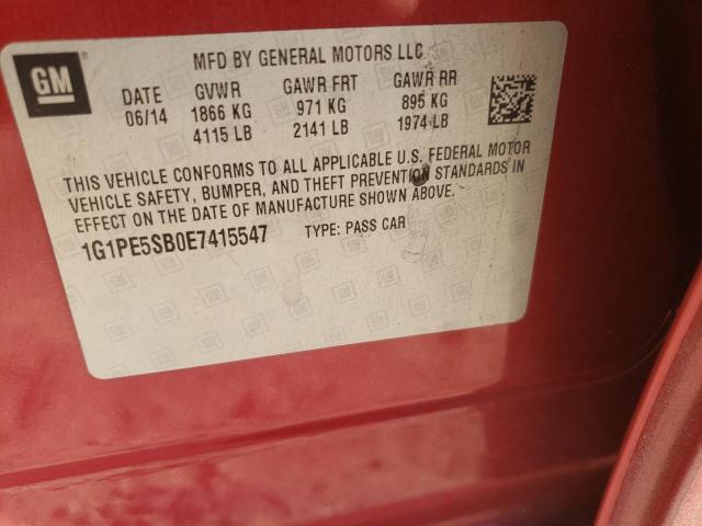 Photo 9 VIN: 1G1PE5SB0E7415547 - CHEVROLET CRUZE LT 