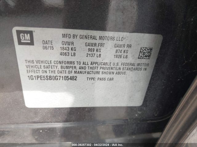 Photo 8 VIN: 1G1PE5SB0G7105482 - CHEVROLET CRUZE LIMITED 