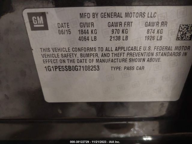 Photo 8 VIN: 1G1PE5SB0G7108253 - CHEVROLET CRUZE LIMITED 