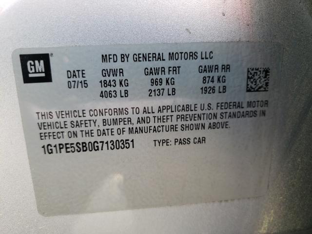 Photo 9 VIN: 1G1PE5SB0G7130351 - CHEVROLET CRUZE LIMI 