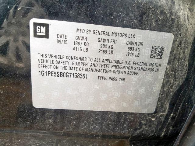 Photo 9 VIN: 1G1PE5SB0G7158361 - CHEVROLET CRUZE LIMI 