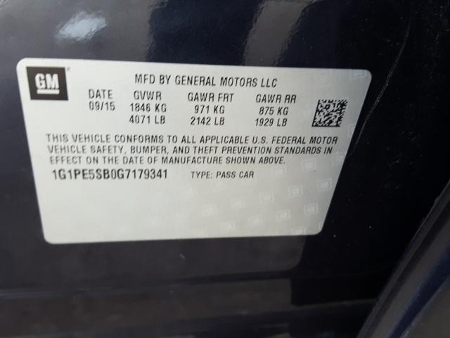 Photo 9 VIN: 1G1PE5SB0G7179341 - CHEVROLET CRUZE LIMI 