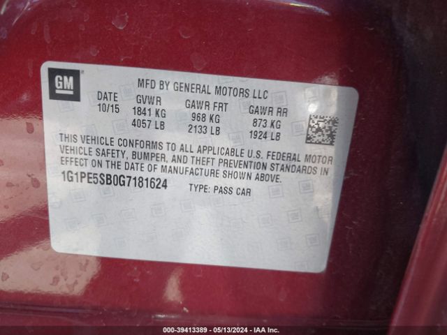 Photo 8 VIN: 1G1PE5SB0G7181624 - CHEVROLET CRUZE LIMITED 