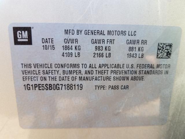 Photo 9 VIN: 1G1PE5SB0G7188119 - CHEVROLET CRUZE LIMI 