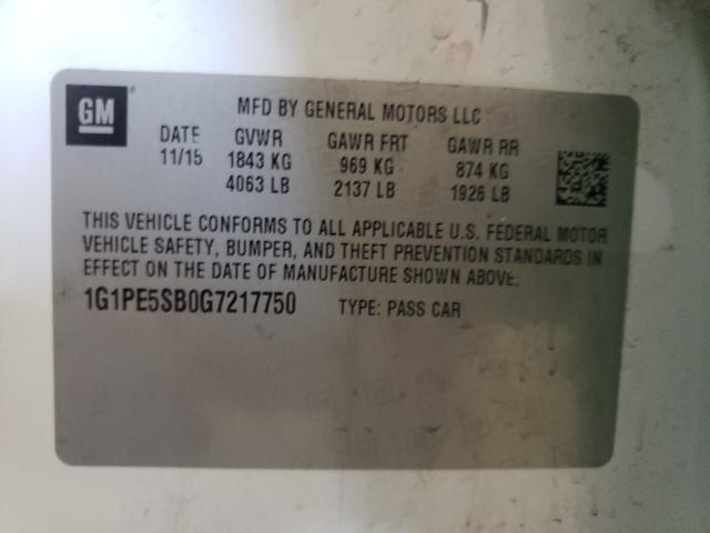 Photo 9 VIN: 1G1PE5SB0G7217750 - CHEVROLET CRUZE LIMI 