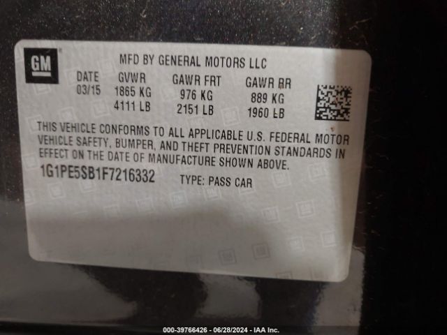 Photo 8 VIN: 1G1PE5SB1F7216332 - CHEVROLET CRUZE 