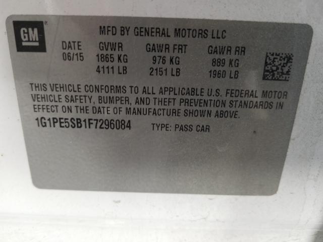 Photo 9 VIN: 1G1PE5SB1F7296084 - CHEVROLET CRUZE LT 