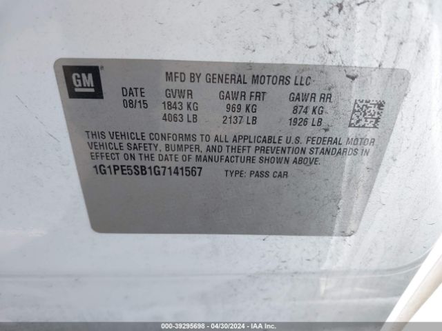 Photo 8 VIN: 1G1PE5SB1G7141567 - CHEVROLET CRUZE LIMITED 