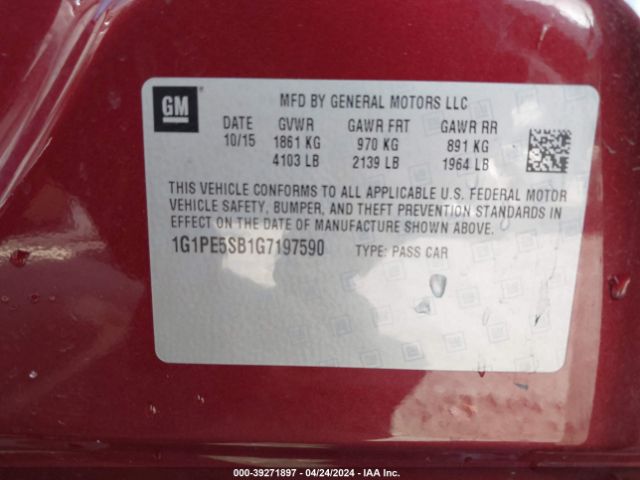 Photo 8 VIN: 1G1PE5SB1G7197590 - CHEVROLET CRUZE LIMITED 