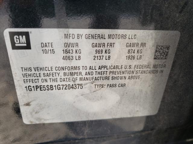 Photo 9 VIN: 1G1PE5SB1G7204375 - CHEVROLET CRUZE LIMI 