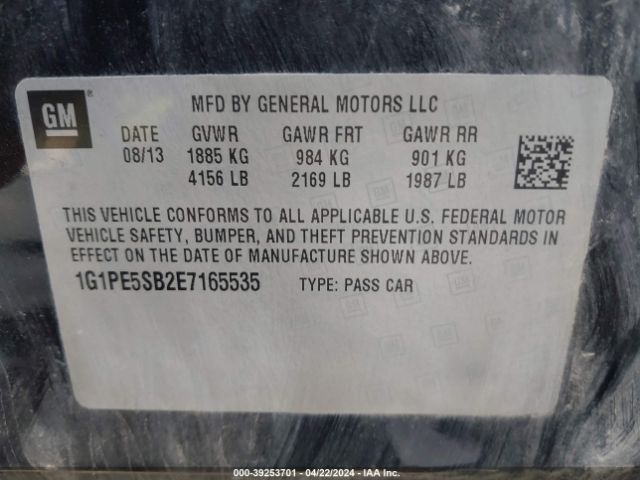 Photo 8 VIN: 1G1PE5SB2E7165535 - CHEVROLET CRUZE 