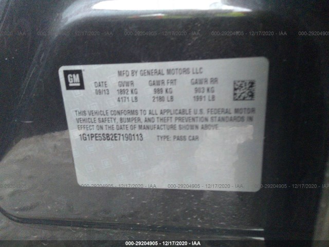 Photo 8 VIN: 1G1PE5SB2E7190113 - CHEVROLET CRUZE 