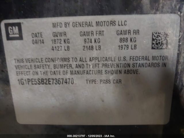 Photo 8 VIN: 1G1PE5SB2E7367470 - CHEVROLET CRUZE 