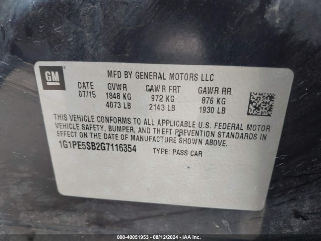 Photo 8 VIN: 1G1PE5SB2G7116354 - CHEVROLET CRUZE LIMITED 