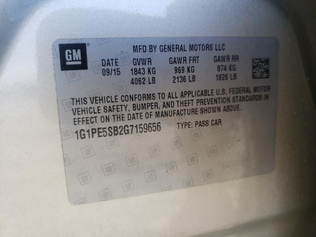 Photo 9 VIN: 1G1PE5SB2G7159656 - CHEVROLET CRUZE LIMI 