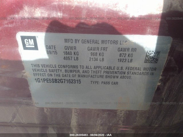 Photo 8 VIN: 1G1PE5SB2G7162315 - CHEVROLET CRUZE LIMITED 