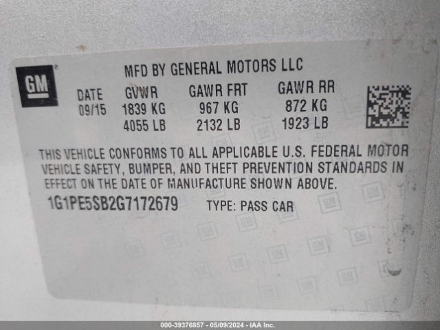 Photo 8 VIN: 1G1PE5SB2G7172679 - CHEVROLET CRUZE LIMITED 