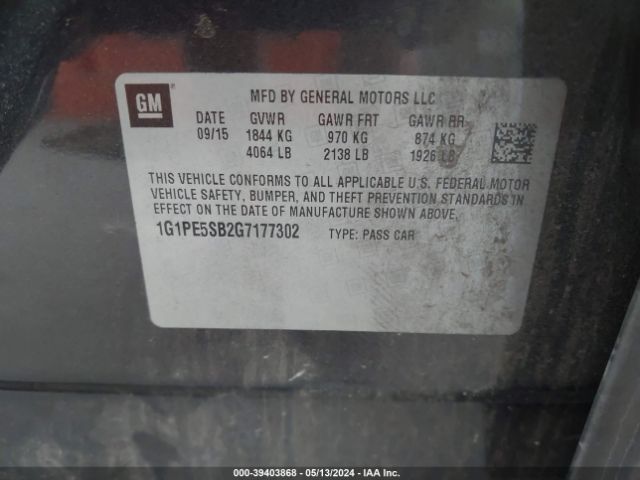 Photo 8 VIN: 1G1PE5SB2G7177302 - CHEVROLET CRUZE LIMITED 