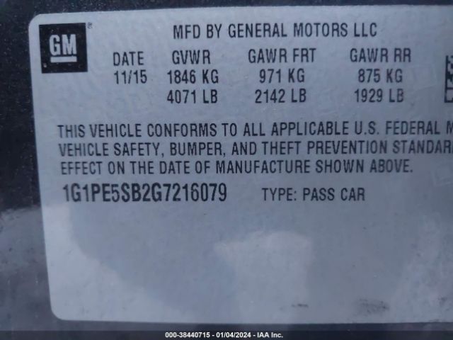 Photo 8 VIN: 1G1PE5SB2G7216079 - CHEVROLET CRUZE LIMITED 