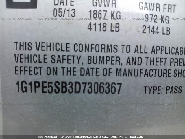 Photo 8 VIN: 1G1PE5SB3D7306367 - CHEVROLET CRUZE 