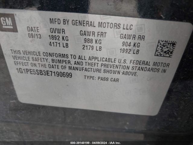 Photo 8 VIN: 1G1PE5SB3E7190699 - CHEVROLET CRUZE 