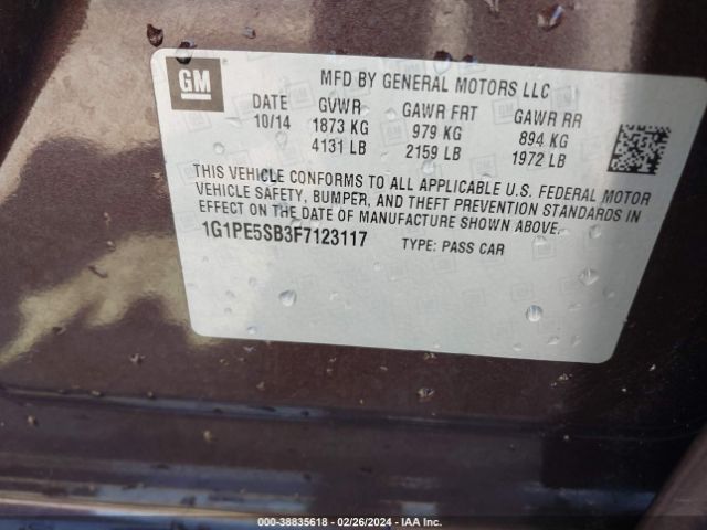 Photo 8 VIN: 1G1PE5SB3F7123117 - CHEVROLET CRUZE 