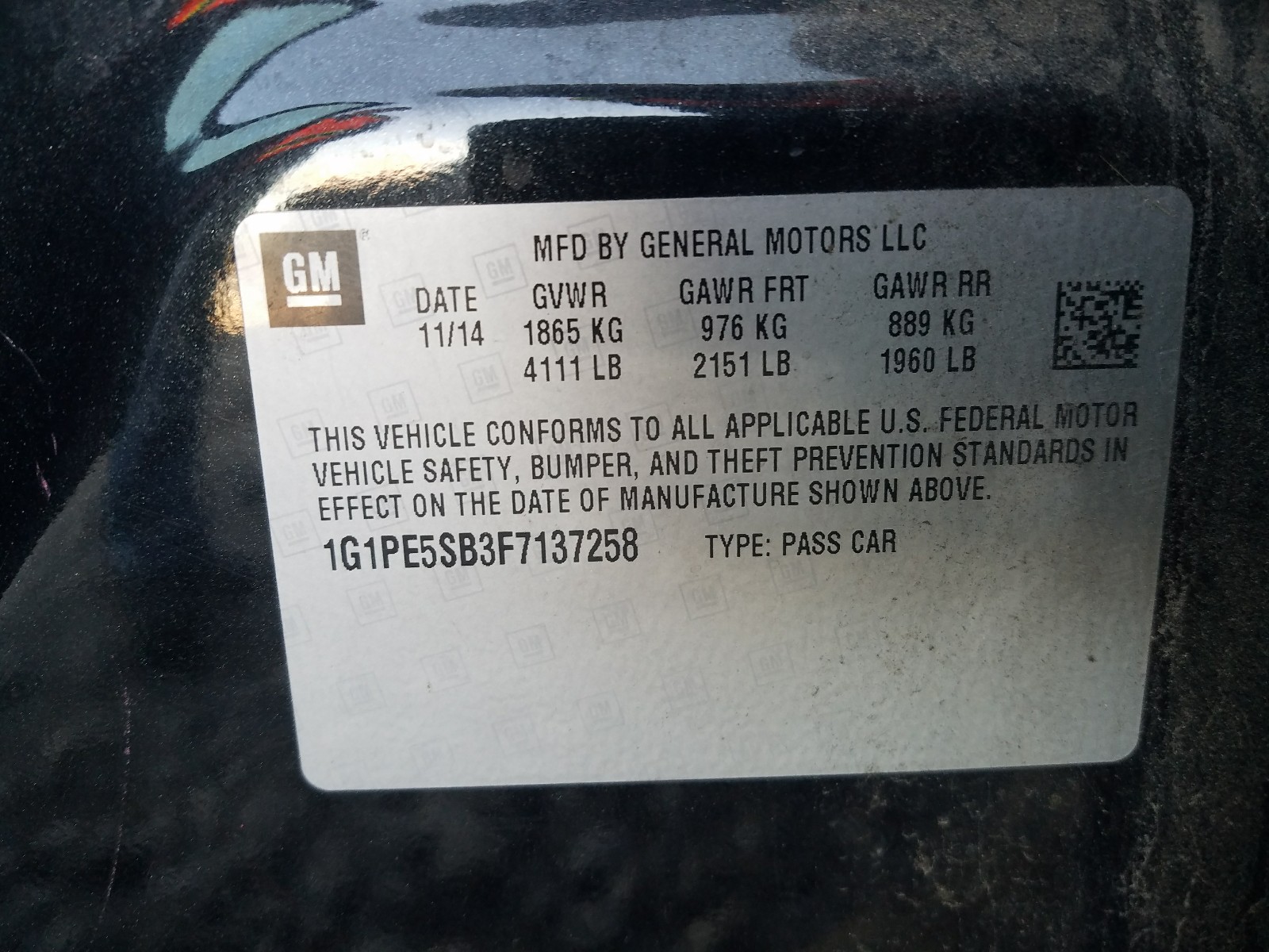 Photo 9 VIN: 1G1PE5SB3F7137258 - CHEVROLET CRUZE LT 