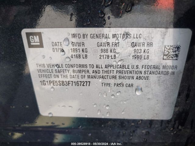 Photo 8 VIN: 1G1PE5SB3F7167277 - CHEVROLET CRUZE 