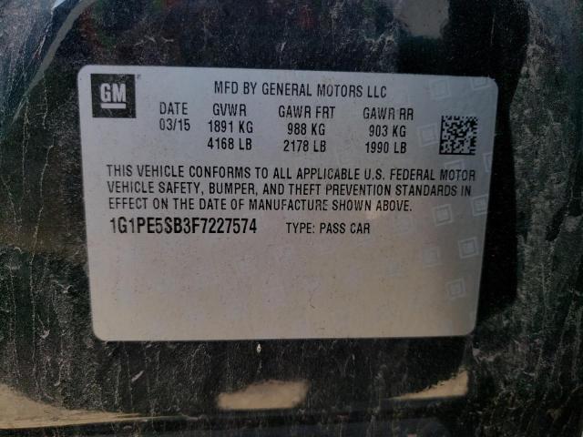 Photo 9 VIN: 1G1PE5SB3F7227574 - CHEVROLET CRUZE LT 