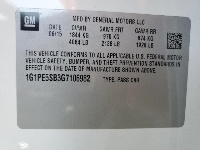 Photo 11 VIN: 1G1PE5SB3G7106982 - CHEVROLET CRUZE LIMI 