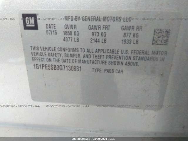 Photo 8 VIN: 1G1PE5SB3G7130831 - CHEVROLET CRUZE LIMITED 