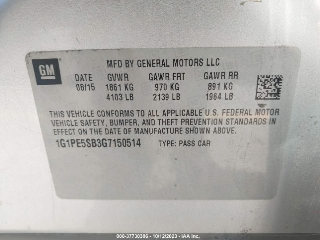 Photo 8 VIN: 1G1PE5SB3G7150514 - CHEVROLET CRUZE LIMITED 